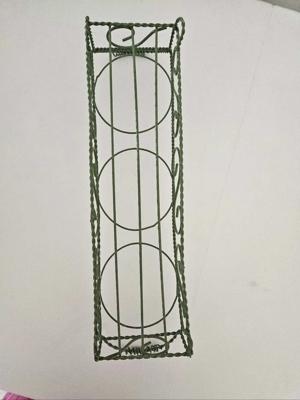 VTG Green Coated French Wire 3-Pot / Jar Plant Holder | SZ 19